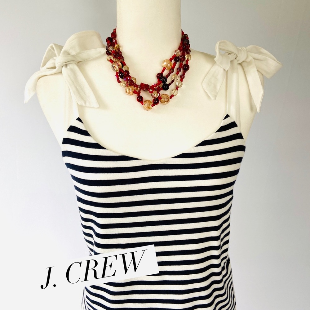 J. CREW Ribbon Tie Black/White Stripe Tank Top XXS